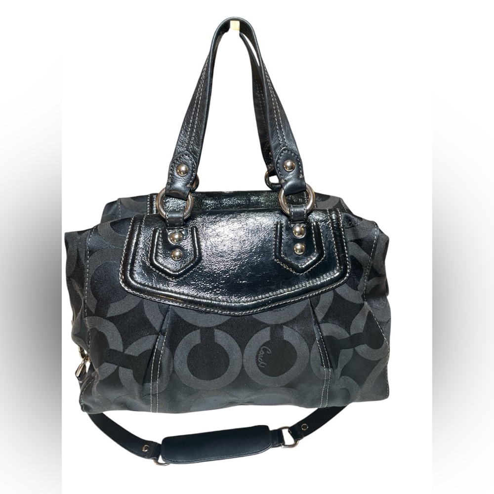 ‼️SPRING SALE Coach Madison Audrey Op Art in Black & Black Leather Trim 🖤 - Picture 16 of 17
